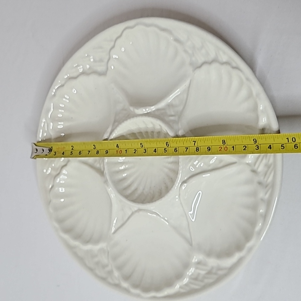 Vintage California Pottery #610 60's 70's Stoneware Clam Shell Plate Dish White - Picture 14 of 16